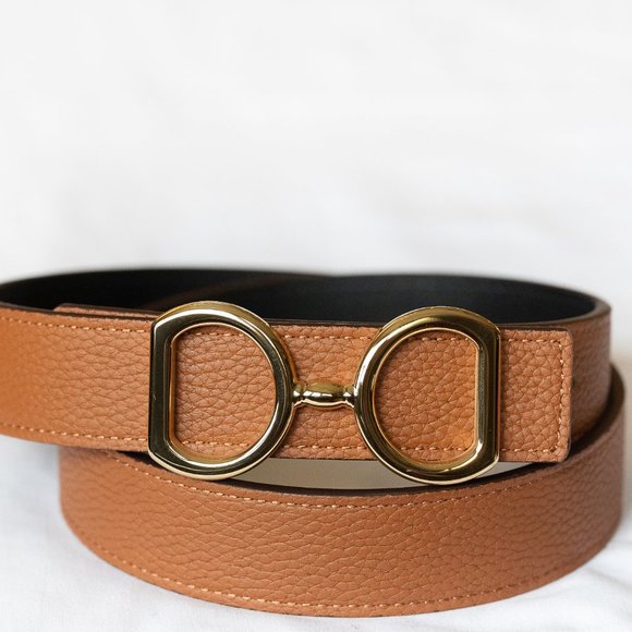 Women Reversible Horsebit Belt - SHINY GOLD BUCKLE main image 4